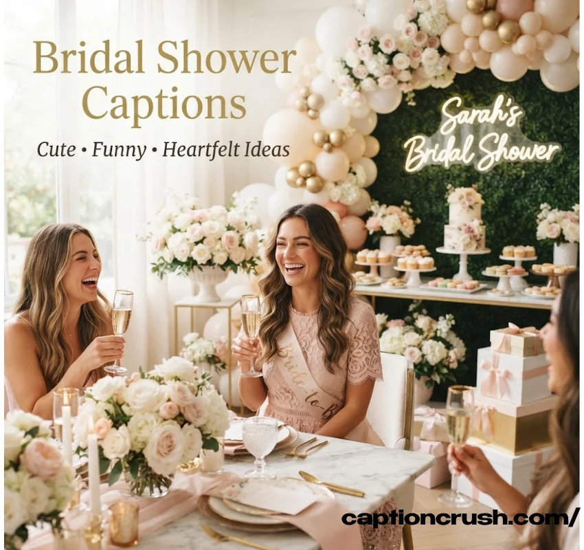 150+ Gorgeous Bridal Shower Captions (2026): Best Cute, Funny & Heartfelt Ideas
