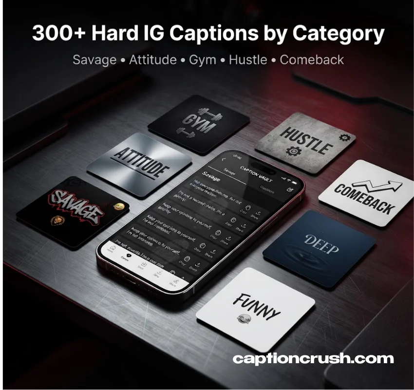 300+ Hard IG Captions by Category