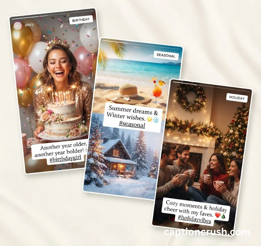 Birthday, Seasonal & Holiday Instagram Story Captions