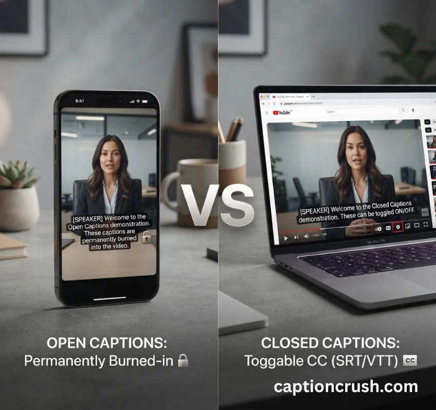 Closed vs Open Captions