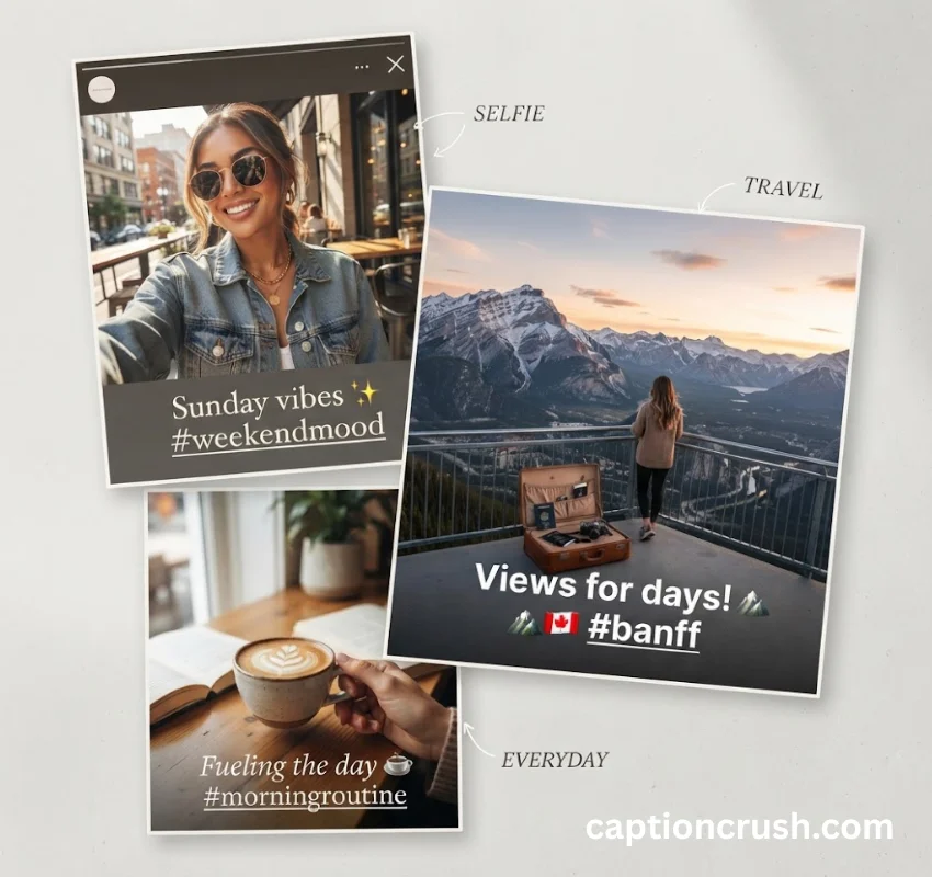 Selfie, Travel & Everyday Moment Instagram Story Captions
