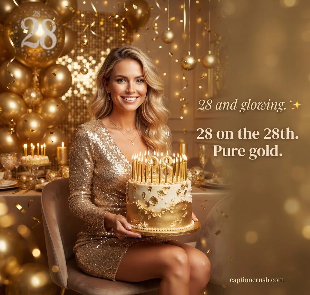 Short & Golden 28th Birthday Captions for Instagram