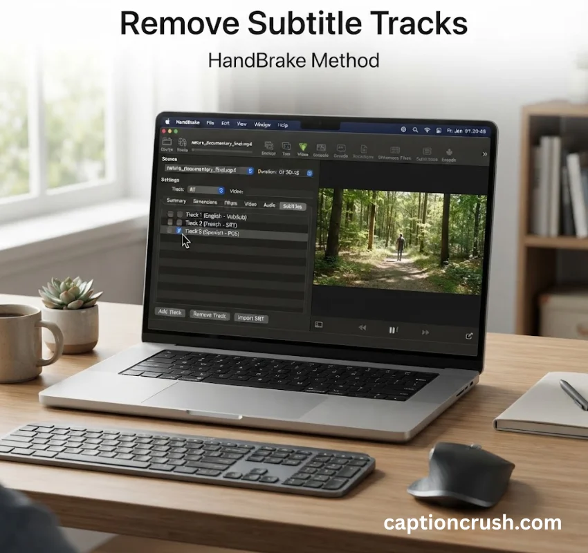 Strip subtitle tracks with HandBrake