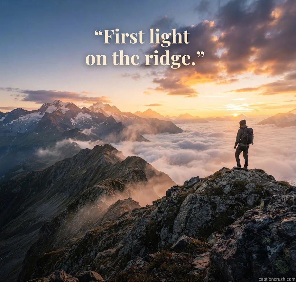 Sunrise, sunset and above-the-clouds captions