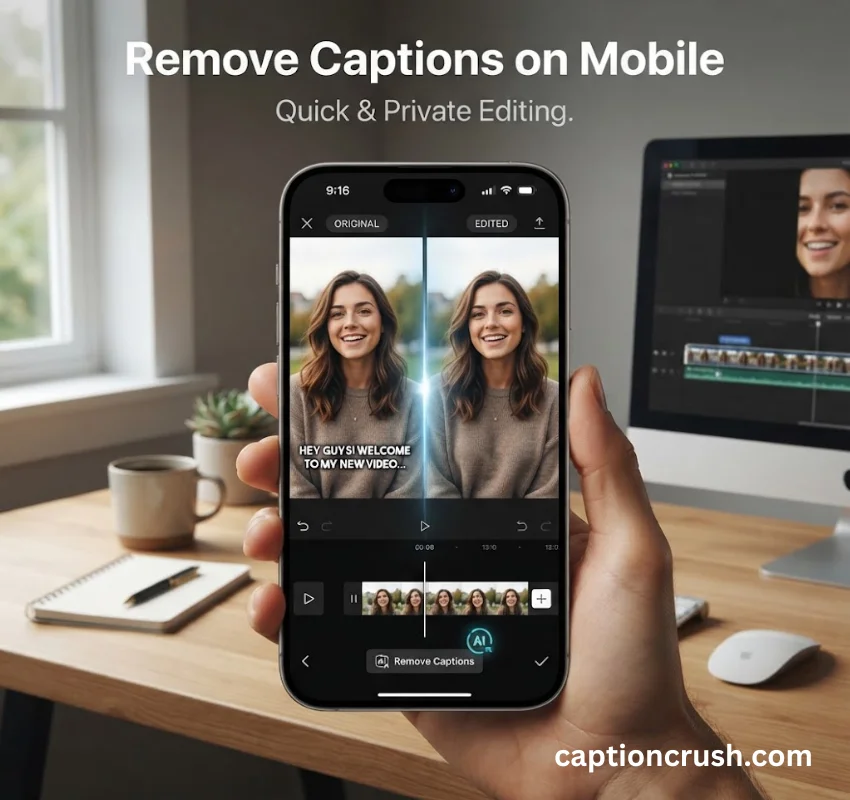 Use a mobile caption remover app